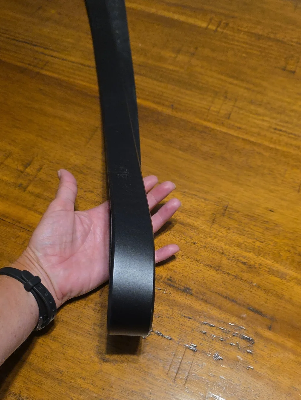 Classic Black Leather Men's Belt with Gold Buckle